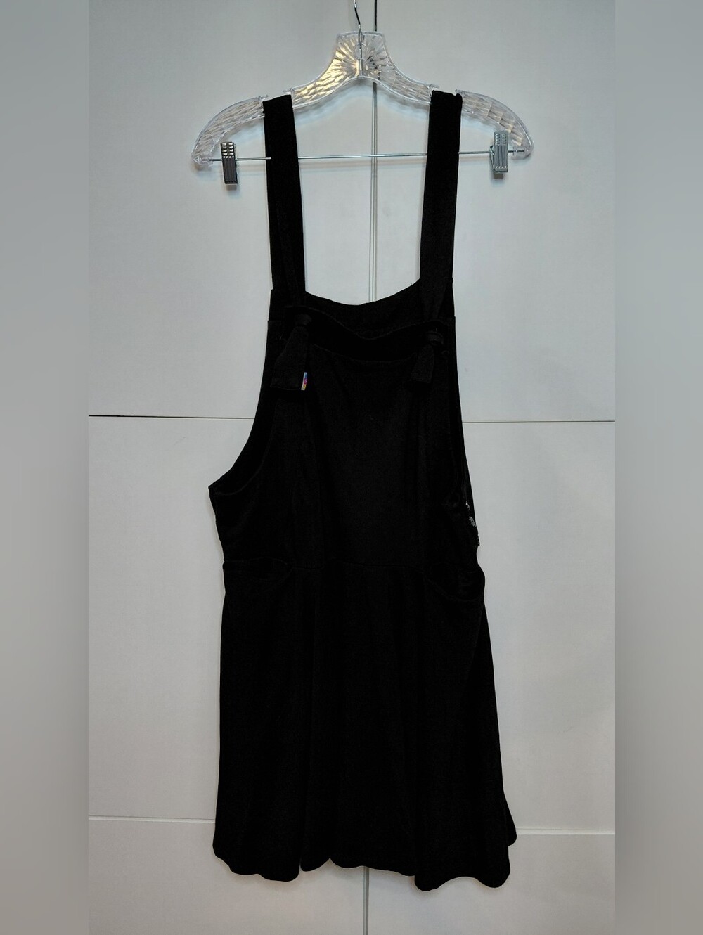Size E Snag Tights Black Pinafore Dress Overall Dress w/ Adjustable Straps 12/14